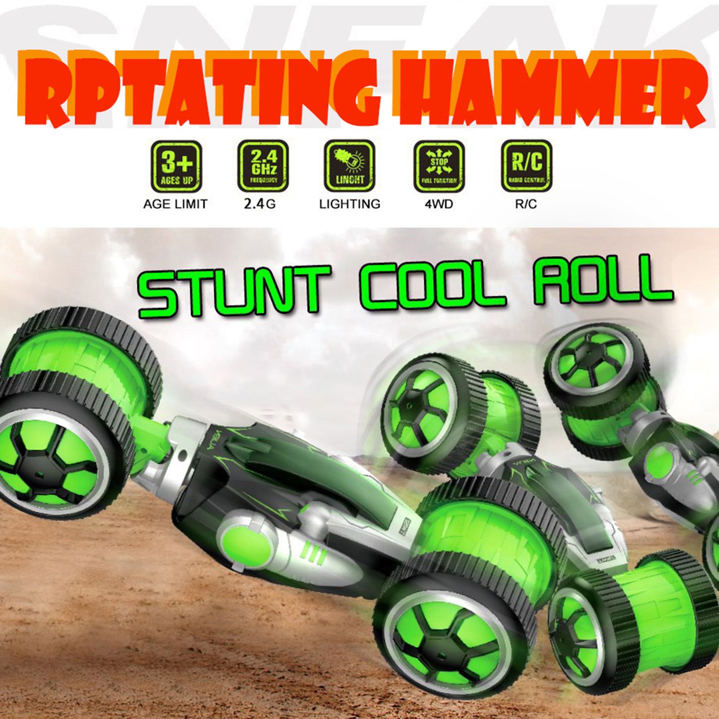 REMOTE CONTROL STUNT ROTATING CAR TOY