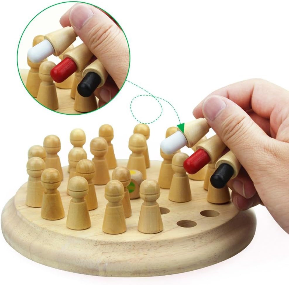 WOODEN MEMORY MATCHSTICK CHESS GAME